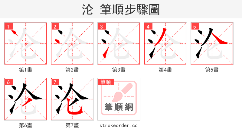 沦 的笔顺分步演示（一笔一画写字）