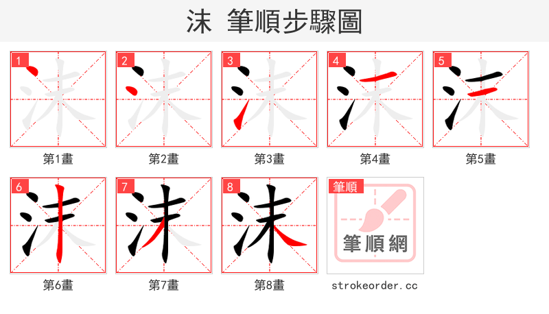 stroke order steps of 沫