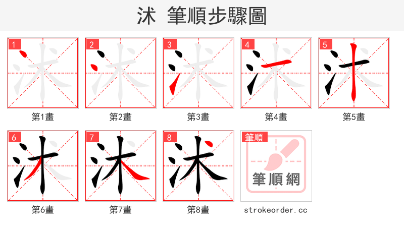 沭 的笔顺分步演示（一笔一画写字）