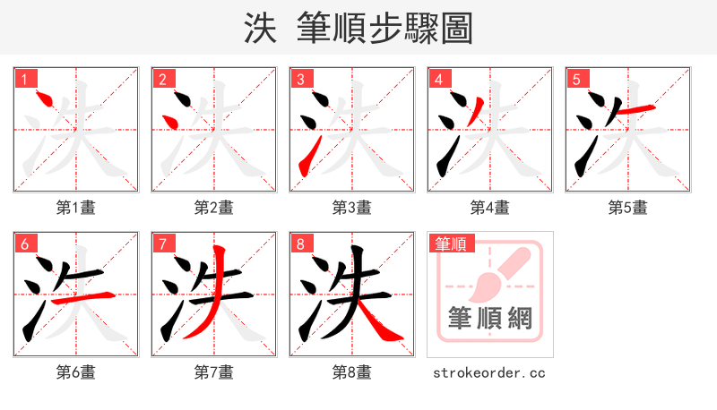 泆 的笔顺分步演示（一笔一画写字）