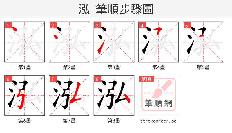 泓 的笔顺分步演示（一笔一画写字）