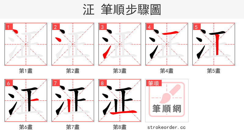 泟 的笔顺分步演示（一笔一画写字）