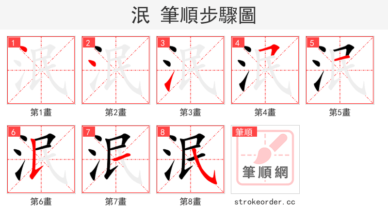 stroke order steps of 泯