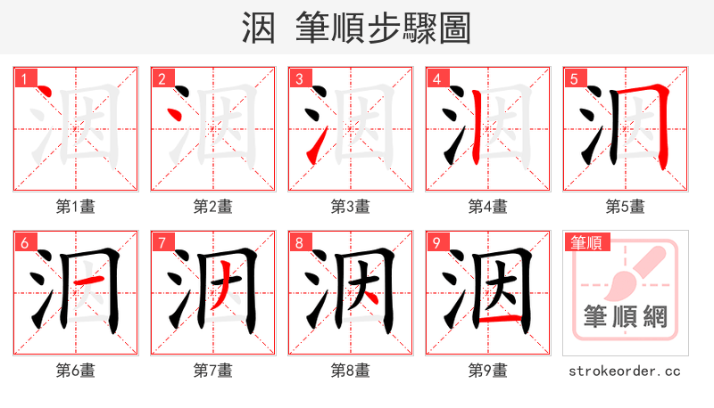洇 的笔顺分步演示（一笔一画写字）