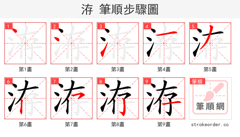 洊 的笔顺分步演示（一笔一画写字）