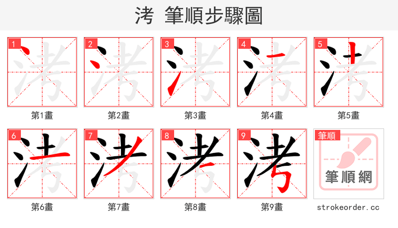洘 的笔顺分步演示（一笔一画写字）