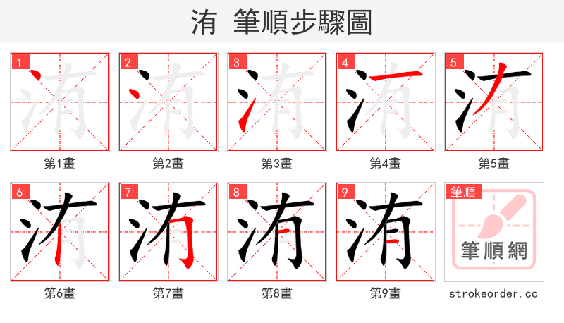 洧 的笔顺分步演示（一笔一画写字）