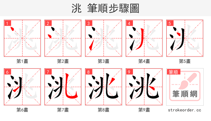 洮 的笔顺分步演示（一笔一画写字）