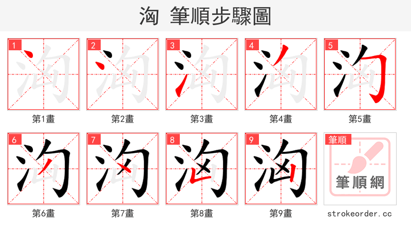 洶 的笔顺分步演示（一笔一画写字）