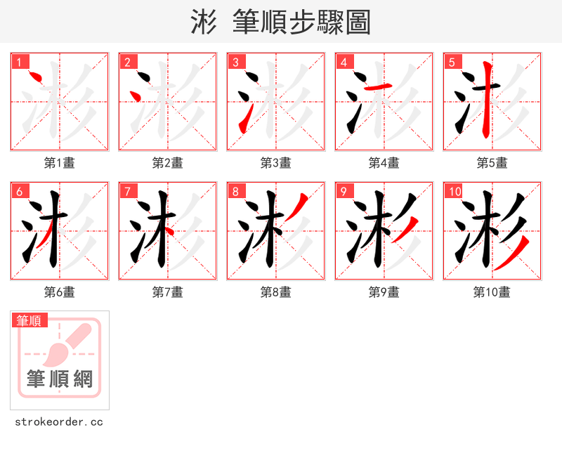 涁 的笔顺分步演示（一笔一画写字）