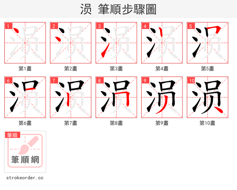 涢 的笔顺分步演示（一笔一画写字）