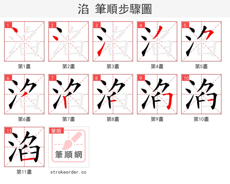 淊 的笔顺分步演示（一笔一画写字）