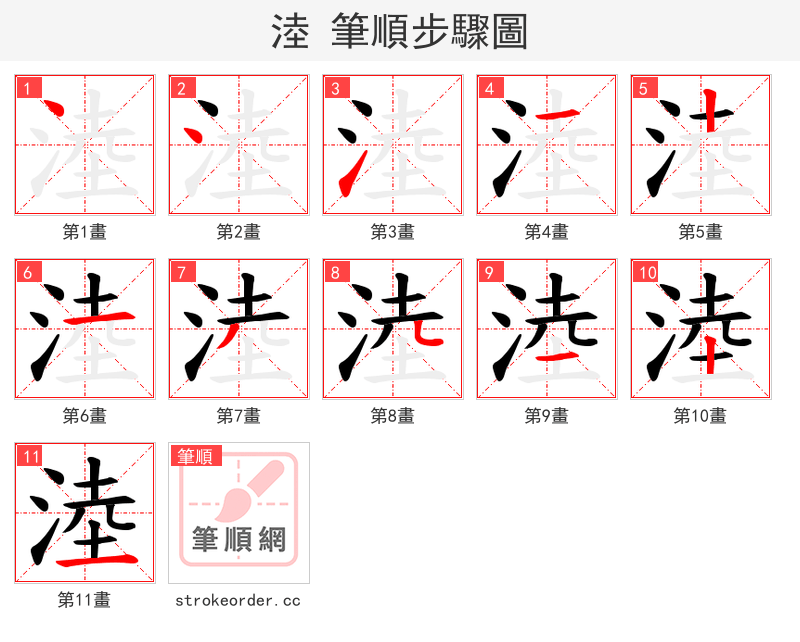 淕 的笔顺分步演示（一笔一画写字）