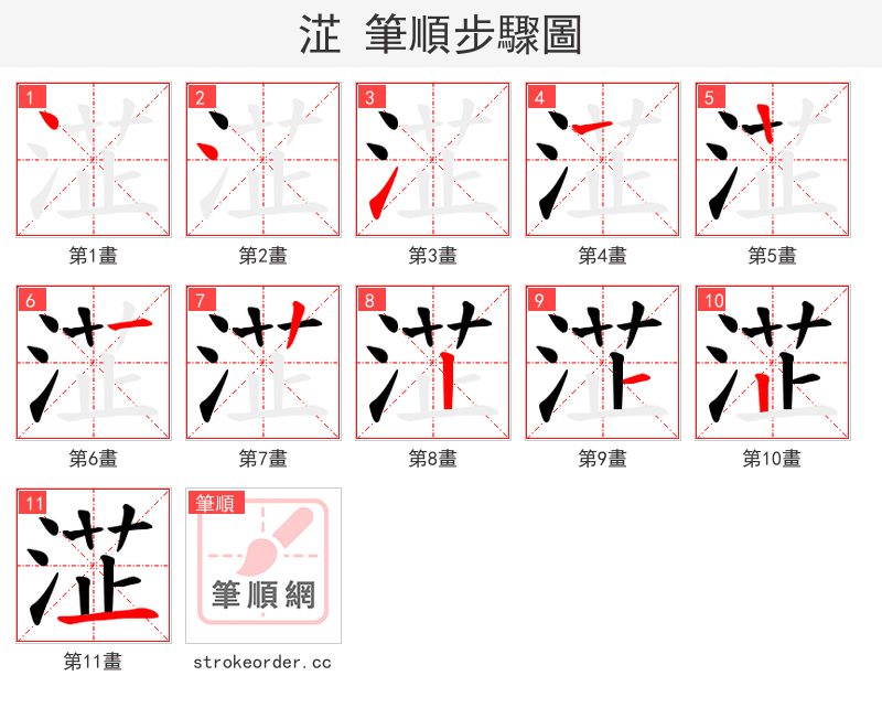 淽 的笔顺分步演示（一笔一画写字）