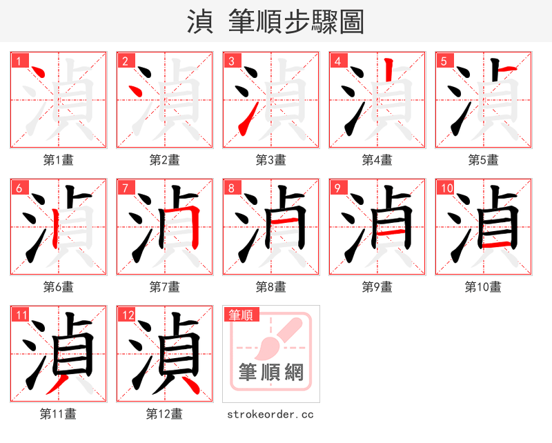 湞 的笔顺分步演示（一笔一画写字）
