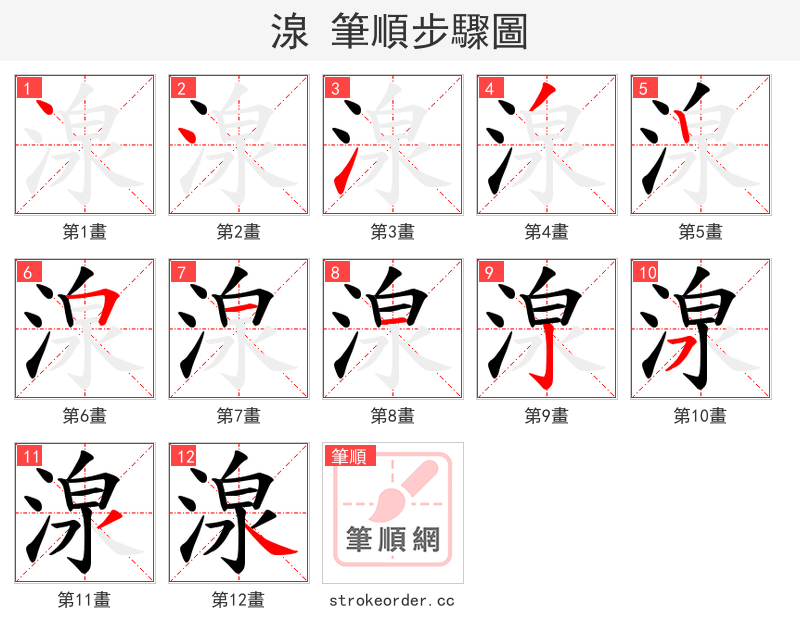 湶 的笔顺分步演示（一笔一画写字）