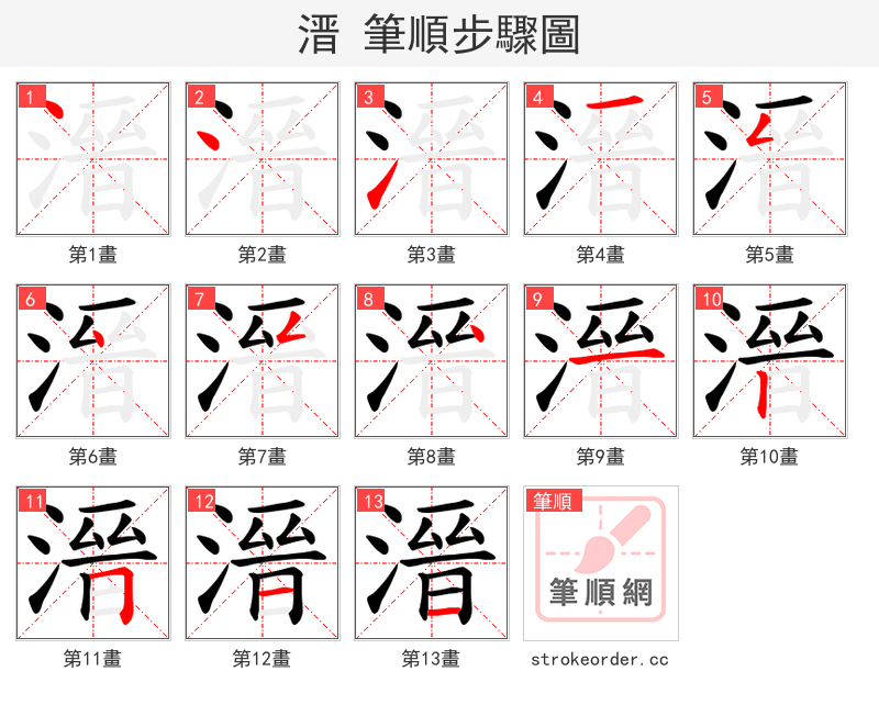 溍 的笔顺分步演示（一笔一画写字）
