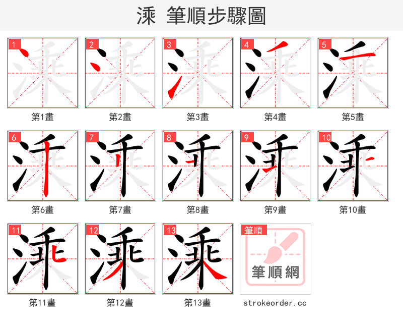 溗 的笔顺分步演示（一笔一画写字）