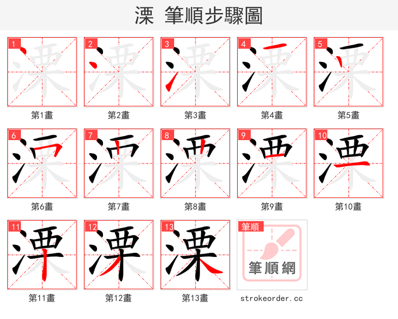 溧 的笔顺分步演示（一笔一画写字）
