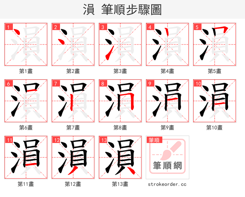 溳 的笔顺分步演示（一笔一画写字）