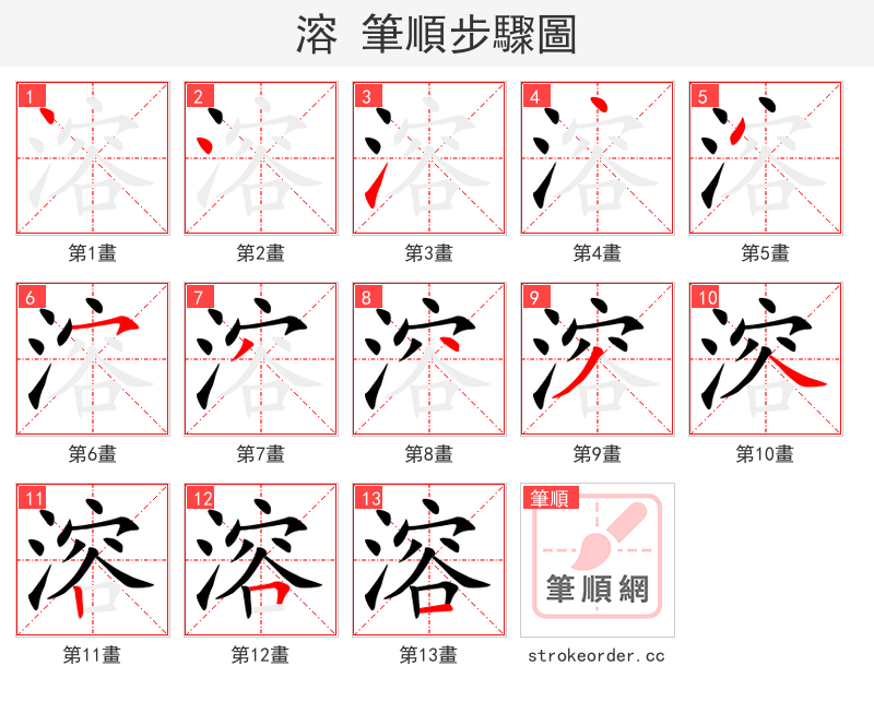 溶 的笔顺分步演示（一笔一画写字）