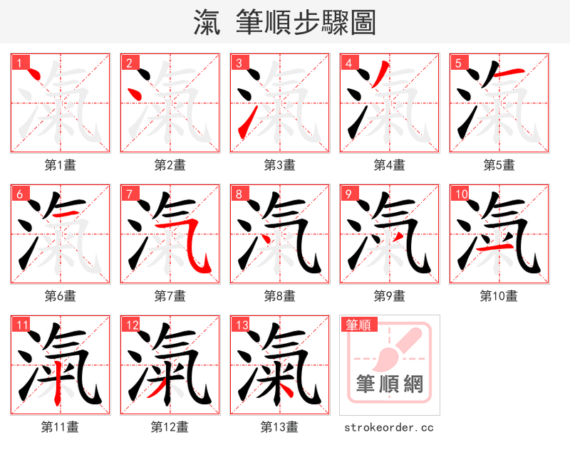 滊 的笔顺分步演示（一笔一画写字）