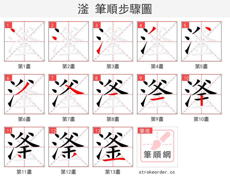 滏 的笔顺分步演示（一笔一画写字）