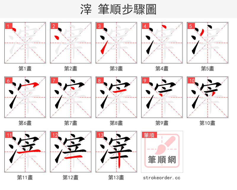 滓 的笔顺分步演示（一笔一画写字）