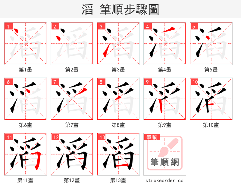 stroke order steps of 滔