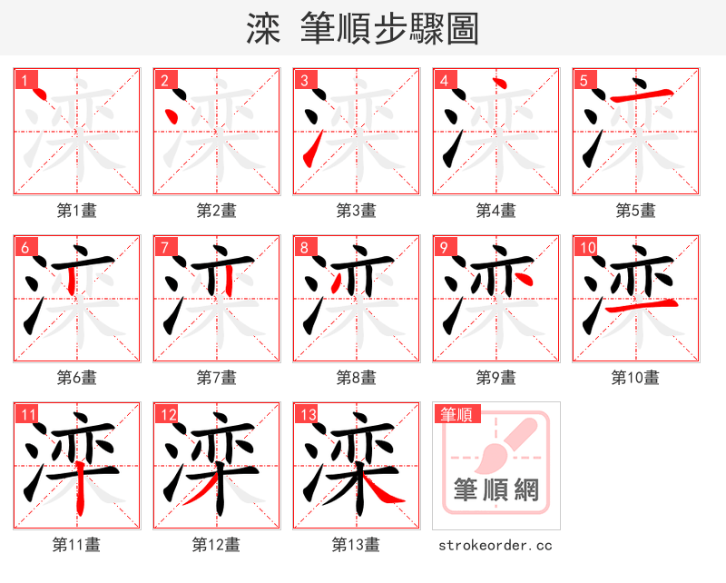 滦 的笔顺分步演示（一笔一画写字）