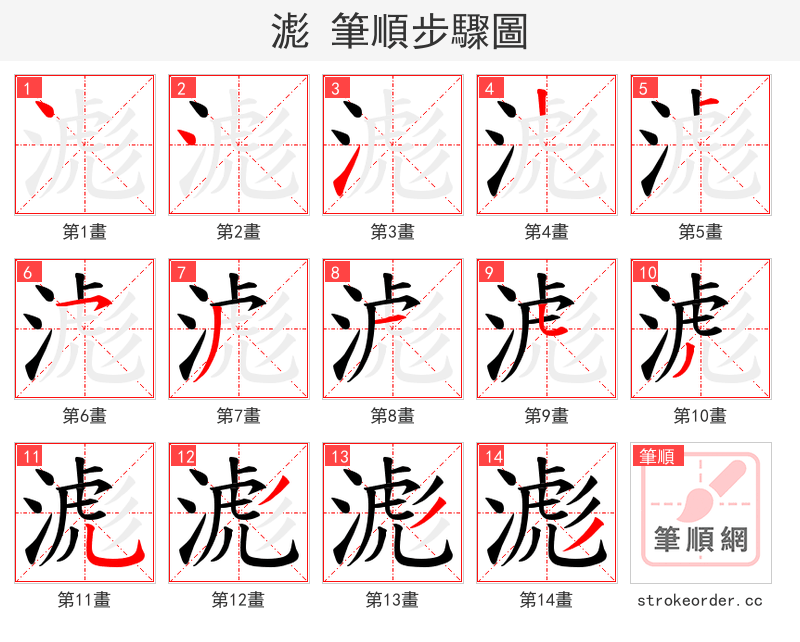 滮 的笔顺分步演示（一笔一画写字）