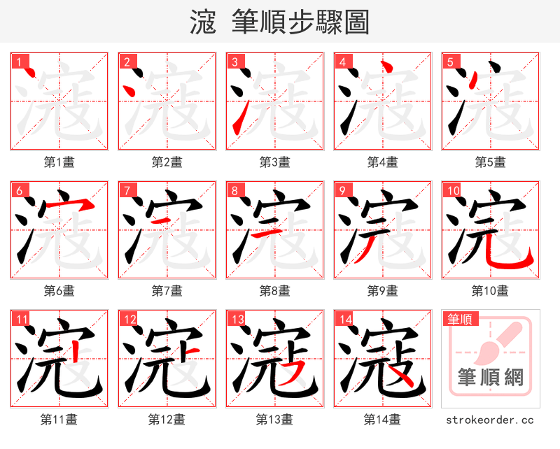 滱 的笔顺分步演示（一笔一画写字）