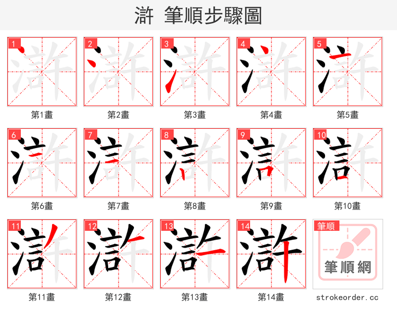 滸 的笔顺分步演示（一笔一画写字）
