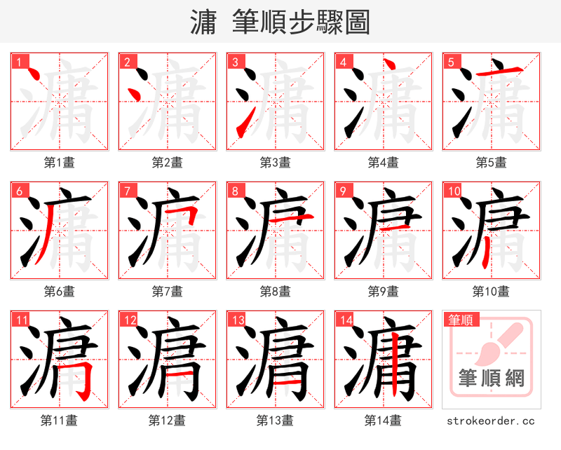 滽 的笔顺分步演示（一笔一画写字）