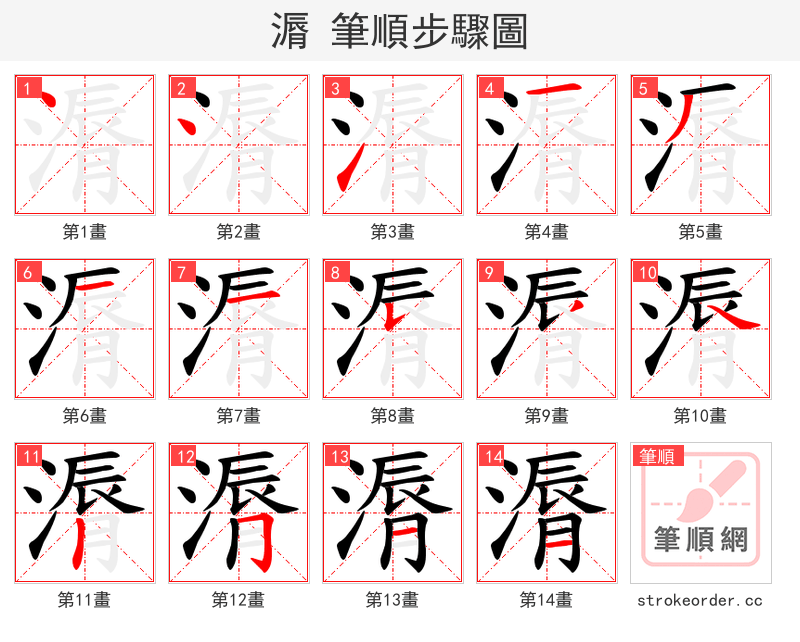 漘 的笔顺分步演示（一笔一画写字）