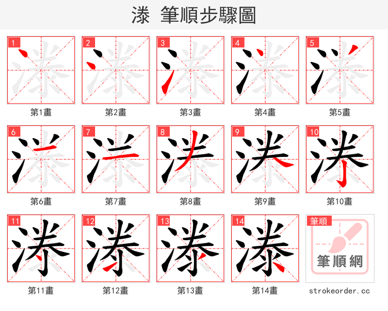 漛 的笔顺分步演示（一笔一画写字）