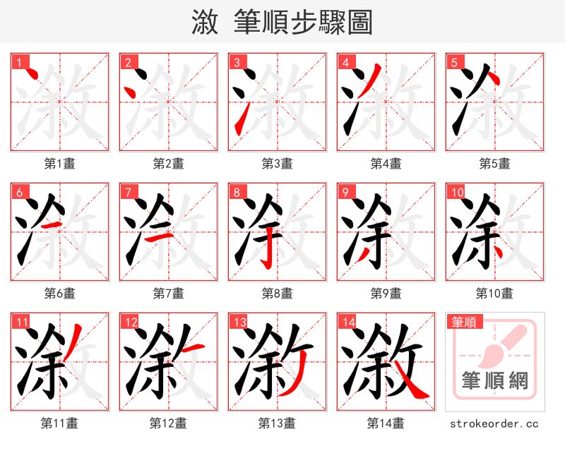 漵 的笔顺分步演示（一笔一画写字）