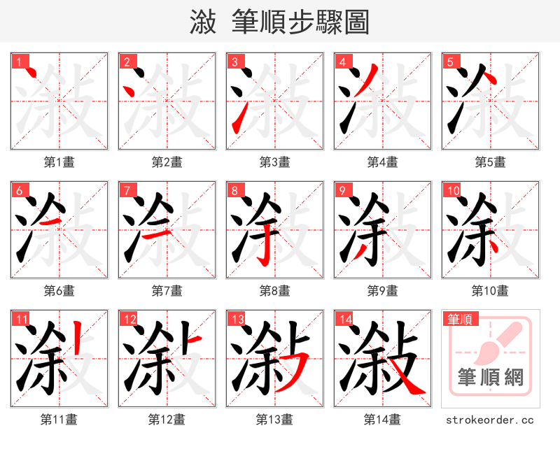 潊 的笔顺分步演示（一笔一画写字）