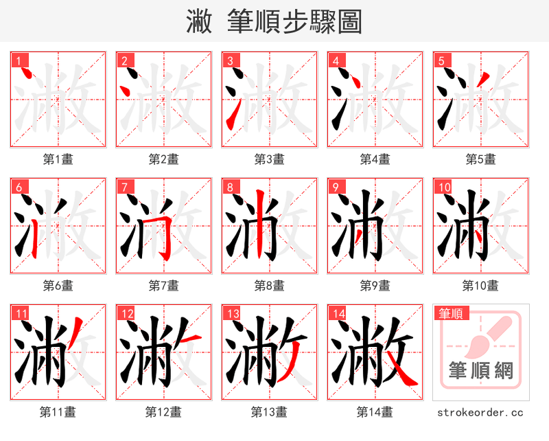 潎 的笔顺分步演示（一笔一画写字）