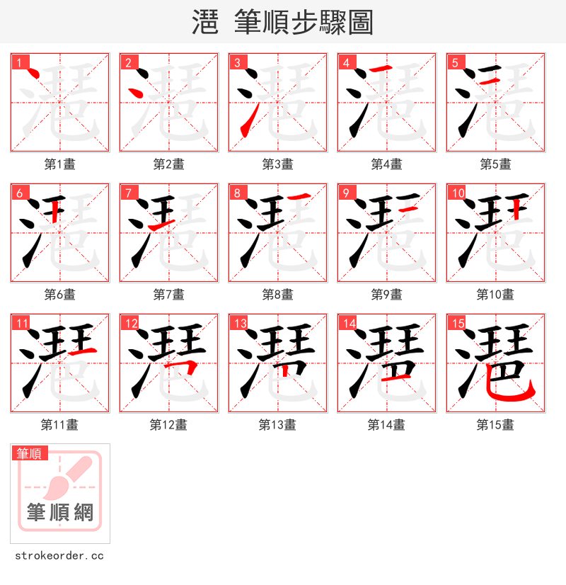 潖 的笔顺分步演示（一笔一画写字）