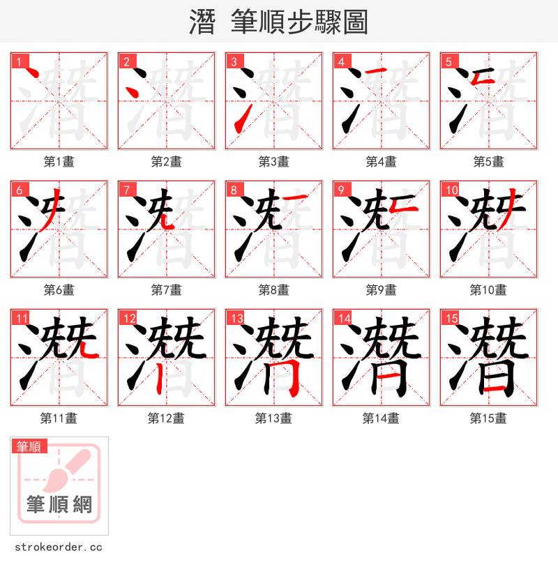 潛 的笔顺分步演示（一笔一画写字）