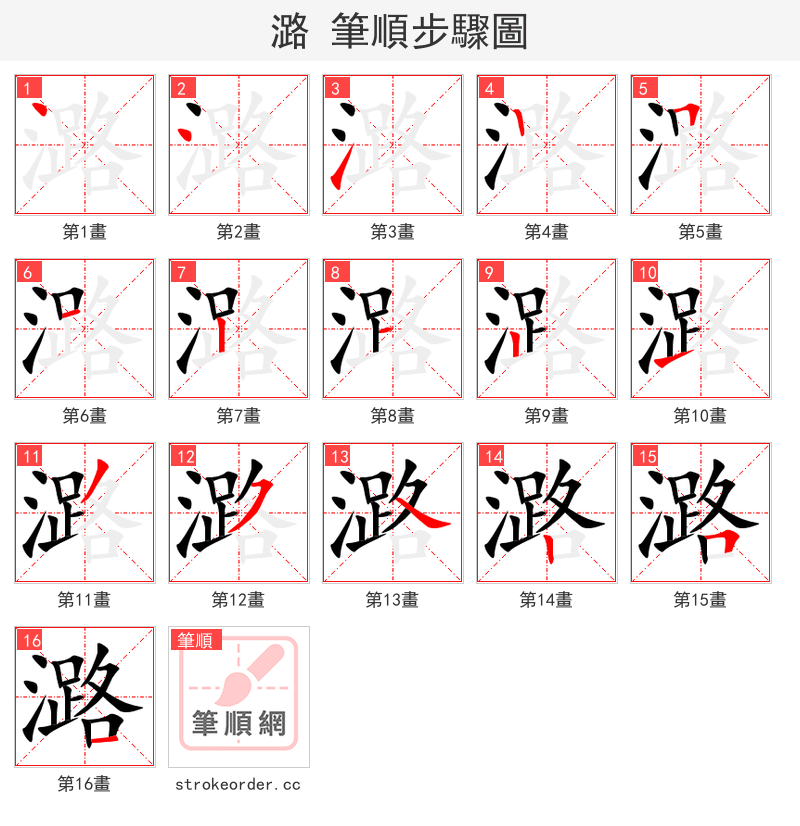 潞 的笔顺分步演示（一笔一画写字）