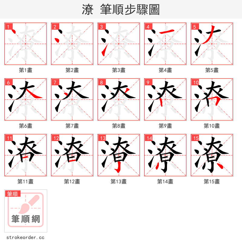 stroke order steps of 潦