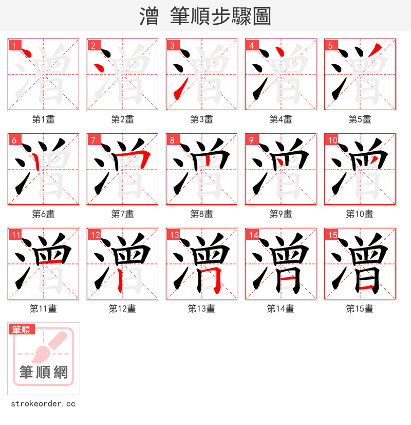 潧 的笔顺分步演示（一笔一画写字）