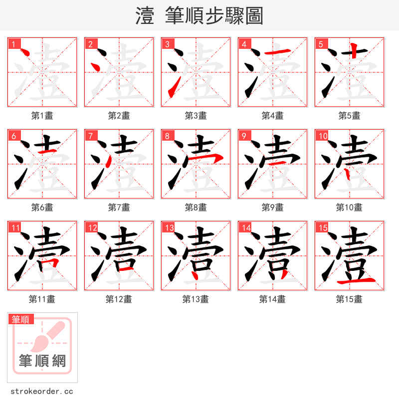 潱 的笔顺分步演示（一笔一画写字）