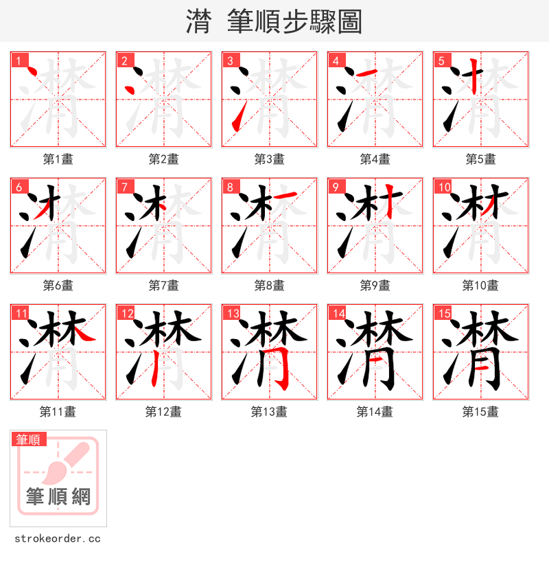 潸 的笔顺分步演示（一笔一画写字）