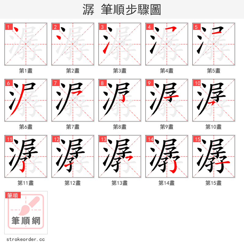 stroke order steps of 潺