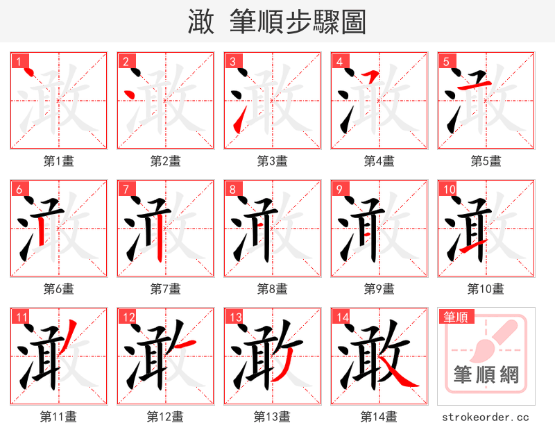 澉 的笔顺分步演示（一笔一画写字）