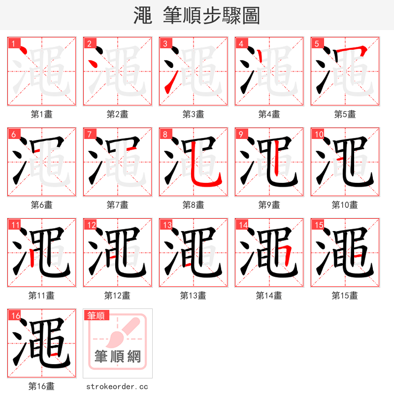 澠 的笔顺分步演示（一笔一画写字）