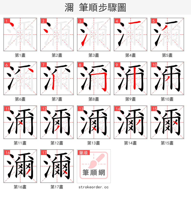濔 的笔顺分步演示（一笔一画写字）